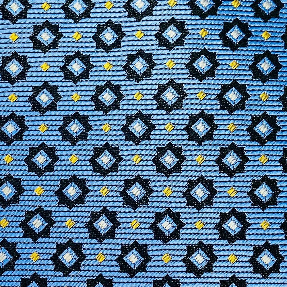 Ted Lapidus Paris Men's 100% Silk Tie Blue Navy Geometric Medallion Necktie